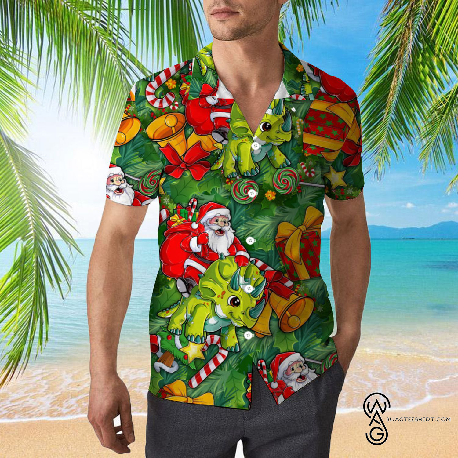 [Top Trending] Santa Riding Alligator Christmas Hawaiian Aloha Shirts